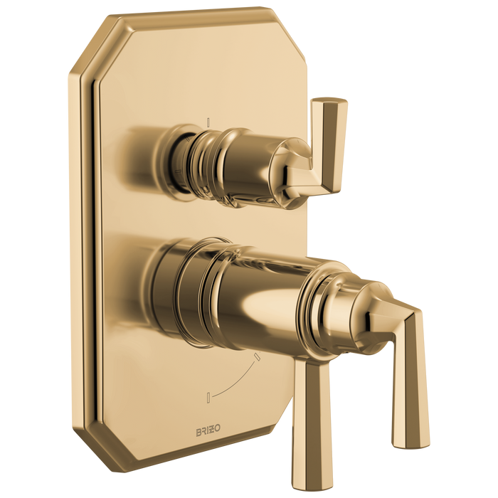 Brizo Beauclere T75565 TempAssure Thermostatic Valve with Integrated 3-Function Diverter Trim - Polished Gold