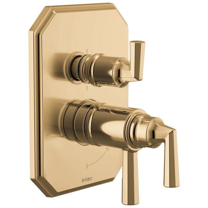 Brizo Beauclere T75665 TempAssure Thermostatic Valve with Integrated 6-Function Diverter Trim - Polished Gold