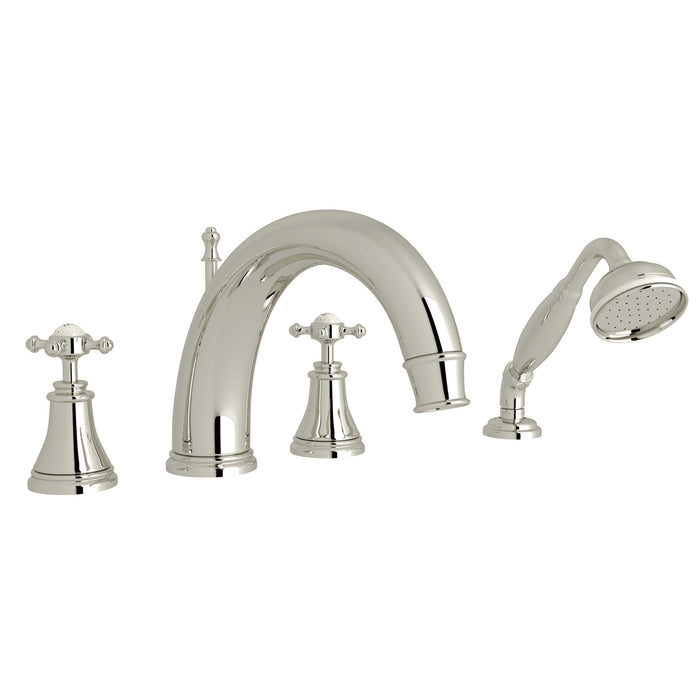 Perrin & Rowe U.3649 Georgian Era 4-Hole Deck Mount Tub Filler with C-Spout