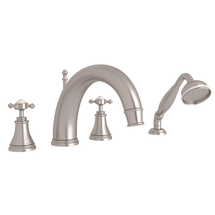 Perrin & Rowe U.3649 Georgian Era 4-Hole Deck Mount Tub Filler with C-Spout