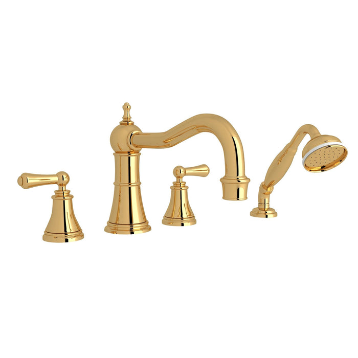 Perrin & Rowe U.3747 Georgian Era 4-Hole Deck Mount Tub Filler with Column Spout
