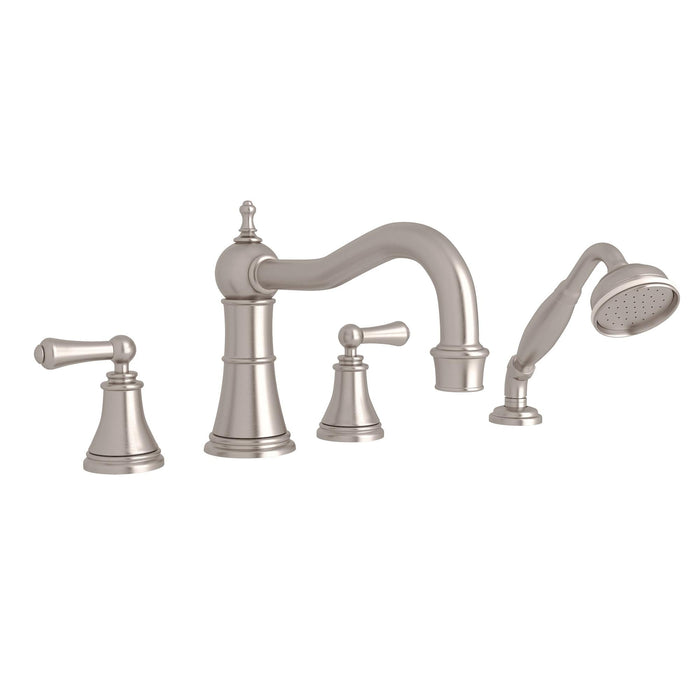Perrin & Rowe U.3747 Georgian Era 4-Hole Deck Mount Tub Filler with Column Spout