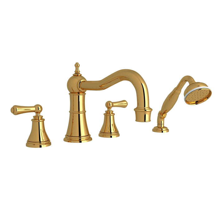Perrin & Rowe U.3747 Georgian Era 4-Hole Deck Mount Tub Filler with Column Spout