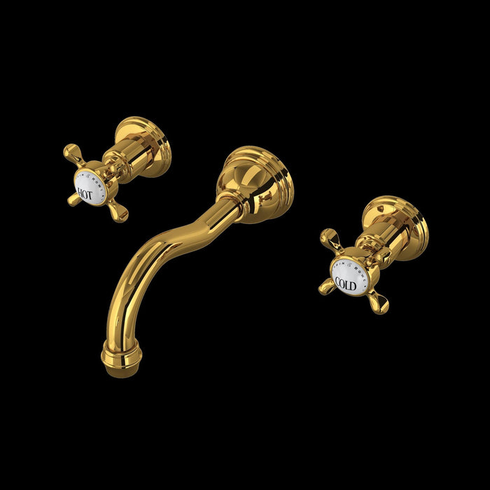 Perrin & Rowe U.3791 Edwardian Wall Mount Lavatory Faucet With Column Spout