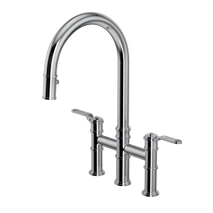 Perrin & Rowe U.4549 Armstrong Pull-Down Bridge Kitchen Faucet with C-Spout