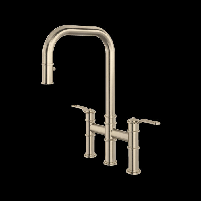 Perrin & Rowe U.4551 Armstrong Pull-Down Bridge Kitchen Faucet with U-Spout