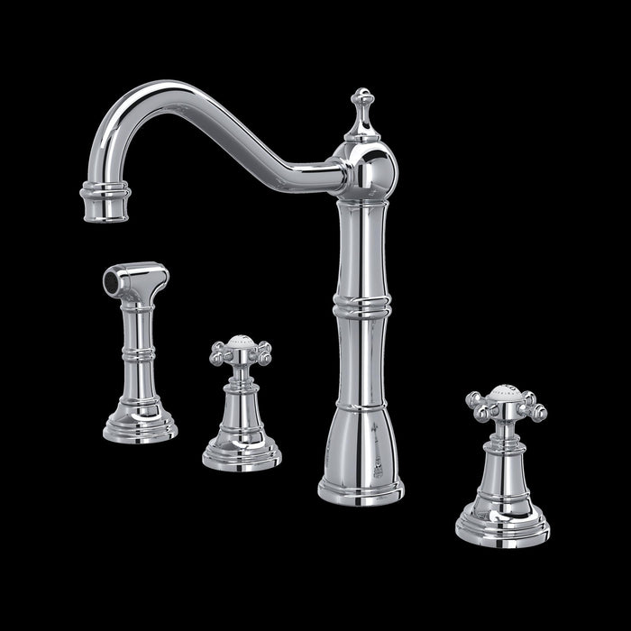 Perrin & Rowe U.4775 Edwardian Two Handle Kitchen Faucet With Side Spray