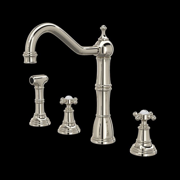 Perrin & Rowe U.4775 Edwardian Two Handle Kitchen Faucet With Side Spray
