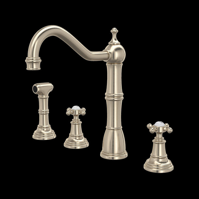 Perrin & Rowe U.4775 Edwardian Two Handle Kitchen Faucet With Side Spray