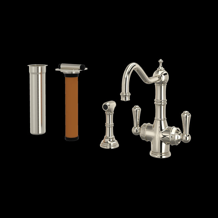 Perrin & Rowe U.KIT1570 Edwardian Two Handle Filter Kitchen Faucet Kit With Side Spray