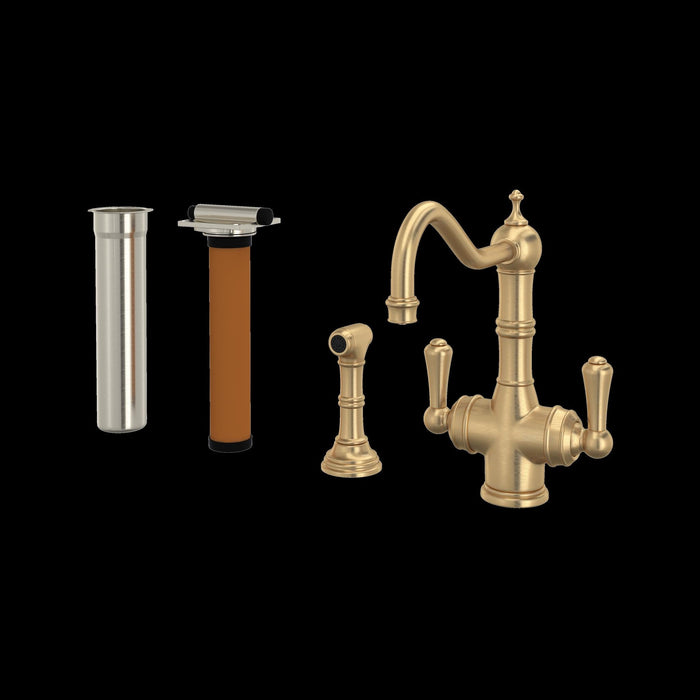 Perrin & Rowe U.KIT1570 Edwardian Two Handle Filter Kitchen Faucet Kit With Side Spray