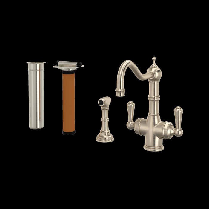 Perrin & Rowe U.KIT1570 Edwardian Two Handle Filter Kitchen Faucet Kit With Side Spray