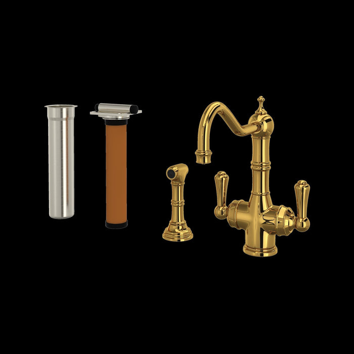 Perrin & Rowe U.KIT1570 Edwardian Two Handle Filter Kitchen Faucet Kit With Side Spray