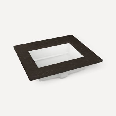 Robern Engineered Stone Top Quartz Stone Vanity Top, 24" x 1-1/8" x 23", Center Undercounter Sink, Calypso, Three Hole, For Sendai and Chestnut Hill