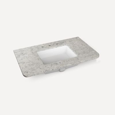 Robern TA36UCO93 Engineered Stone Top Quartz Stone Vanity Top, 36" x 1-1/8" x 23", Center Undercounter Sink, Three Hole,...