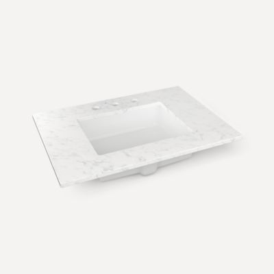 Robern TB31UCO90 Engineered Stone Top Quartz Stone Vanity Top, 31" x 3/4" x 22", Center Undercounter Sink, Three Hole,...