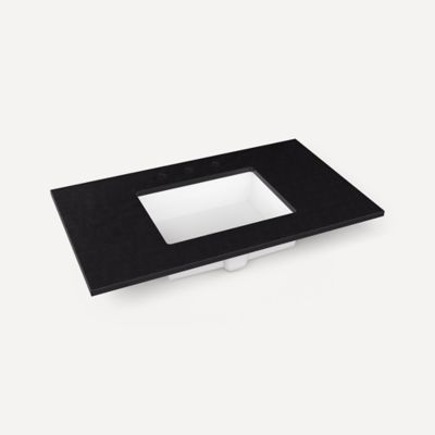 Robern TB37UCO90 Engineered Stone Top Quartz Stone Vanity Top, 37" x 3/4" x 22", Center Undercounter Sink, Three Hole,...