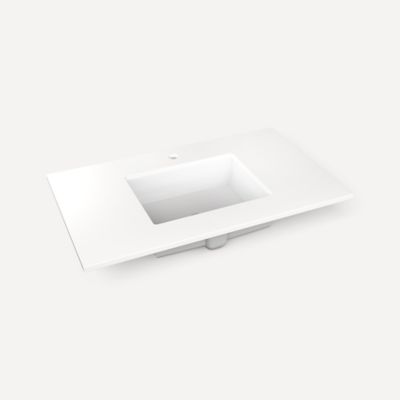 Robern Engineered Stone Top Quartz Stone Vanity Top, 37" x 3/4" x 22", Center Undercounter Sink, Single Hole, For Islamorada and Sinca