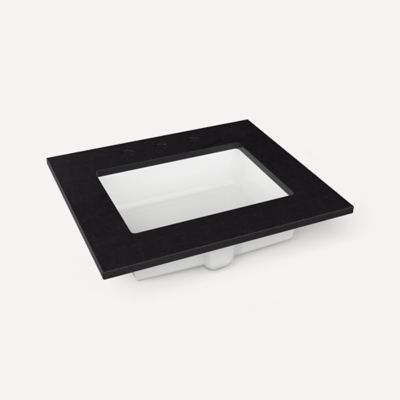 Robern TF25UCO90 Engineered Stone Top Quartz Stone Vanity Top, 25" x 3/4" x 22", Center Undercounter Sink, Three Hole -...