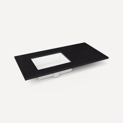 Robern TF43ULO90 Engineered Stone Top Quartz Stone Vanity Top, 43" x 3/4" x 22", Left Offset Undercounter Sink, Three...