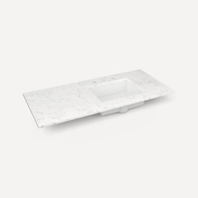 Robern TF49URO90 Engineered Stone Top Quartz Stone Vanity Top, 49" x 3/4" x 22", Right Offset Undercounter Sink, Three...