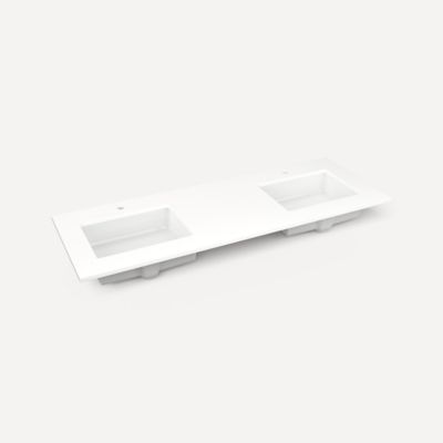 Robern TF61UDO90 Engineered Stone Top Quartz Stone Vanity Top, 61" x 3/4" x 22", Double Undercounter Sink, Single Hole -...