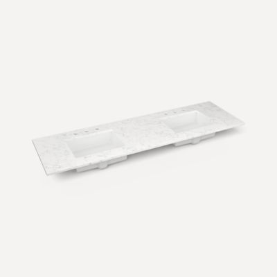 Robern TF73UDO90 Engineered Stone Top Quartz Stone Vanity Top, 73" x 3/4" x 22", Double Undercounter Sink, Three Hole -...