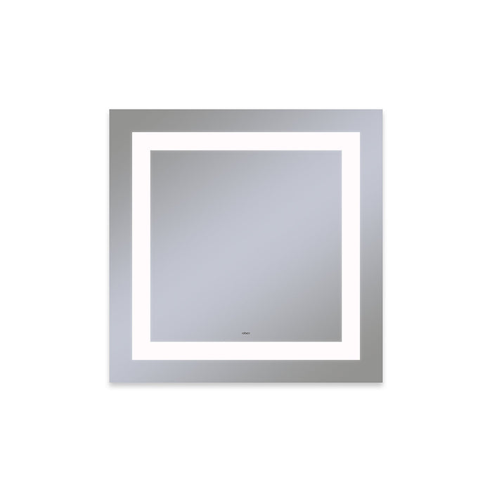 Vitality 30" x 30" x 1-3/4" rectangle lighted mirror with inset light pattern, 4000 kelvin temperature (cool light), dimmable and defogger
