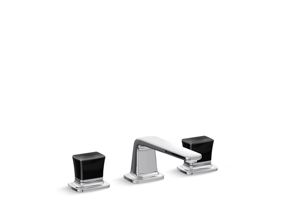 Kallista P24705-CB-CP Per Se Decorative Sink Faucet, Low Spout, Black Crystal Knob Handles