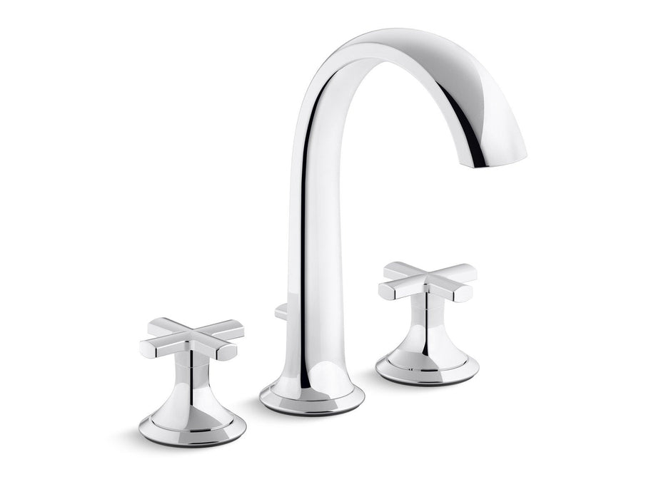 Kallista P25003-CR-BV Script Deck-Mount Bath Faucet with Diverter, Cross Handles