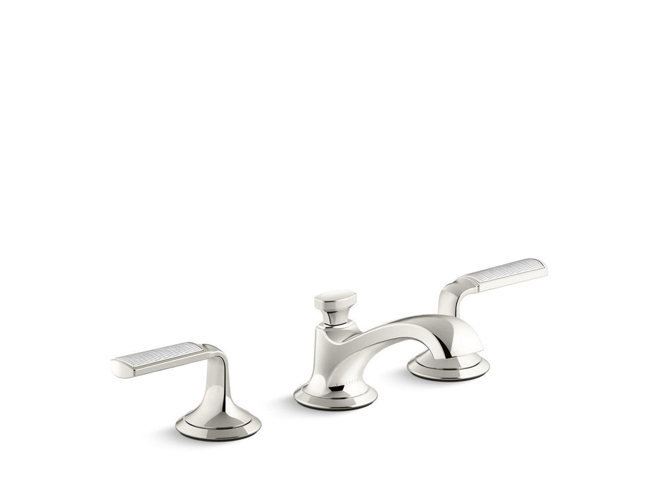 Kallista P25054-FRW-CP Script Sink Faucet, Low Spout, Frost Wave Enamel Lever Handles