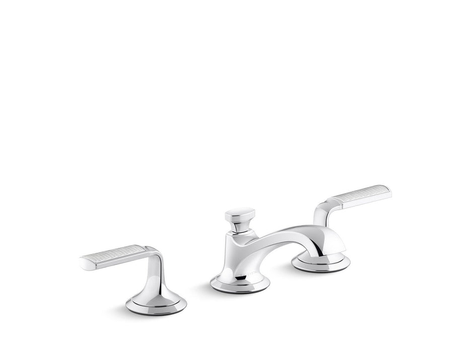 Kallista P25054-FRW-CP Script Sink Faucet, Low Spout, Frost Wave Enamel Lever Handles