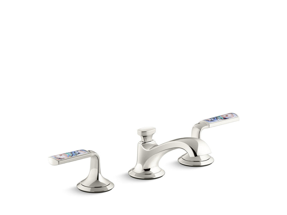 Kallista P25054-SPR-CP Script Sink Faucet, Low Spout, Spring Rain Enamel Lever Handles
