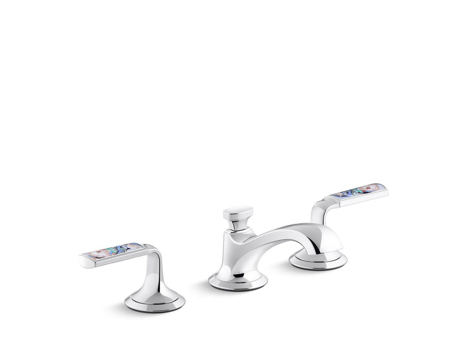 Kallista P25054-SPR-CP Script Sink Faucet, Low Spout, Spring Rain Enamel Lever Handles