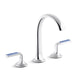 Kallista P25055-CBW-CP Script Sink Faucet, Arch Spout, Celeste Blue Wave Enamel Lever Handles