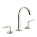 Kallista P25055-FRW-CP Script Sink Faucet, Arch Spout, Frost Wave Enamel Lever Handles