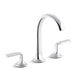 Kallista P25055-FRW-CP Script Sink Faucet, Arch Spout, Frost Wave Enamel Lever Handles