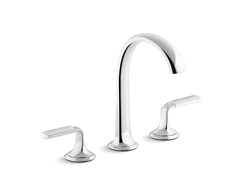 Kallista P25055-FRW-CP Script Sink Faucet, Arch Spout, Frost Wave Enamel Lever Handles