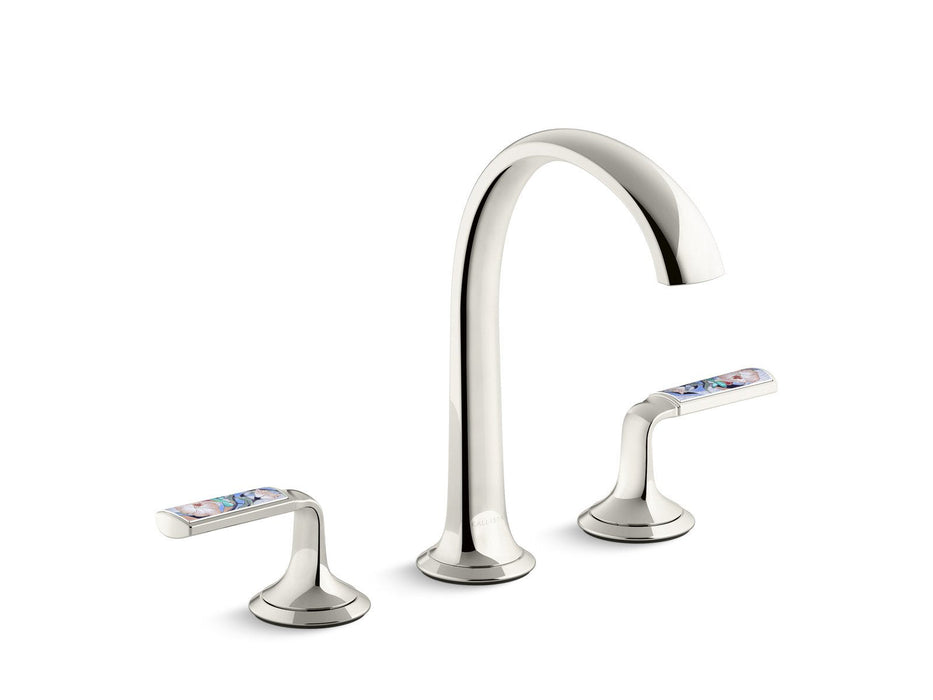 Kallista P25055-SPR-CP Script Sink Faucet, Arch Spout, Spring Rain Enamel Lever Handles