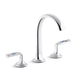 Kallista P25055-SPR-CP Script Sink Faucet, Arch Spout, Spring Rain Enamel Lever Handles