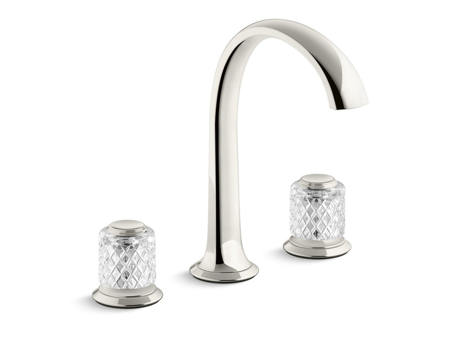 Kallista P25051-SLC-CP Script Sink Faucet, Arch Spout, Saint-Louis Crystal, Clear Knob Handles