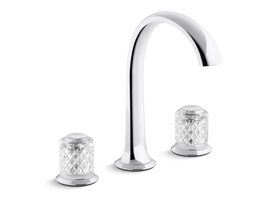 Kallista P25051-SLC-CP Script Sink Faucet, Arch Spout, Saint-Louis Crystal, Clear Knob Handles