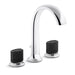 Kallista P25009-CMB-AD Script (TM) Deck-Mount Bath Faucet with Diverter, Matte Black Porcelain Knob Handles