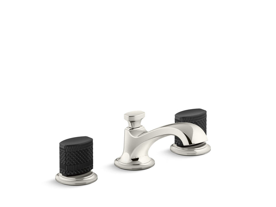 Kallista P25056-CMB-CP Script Sink Faucet, Low Spout, Matte Black Porcelain Knob Handles
