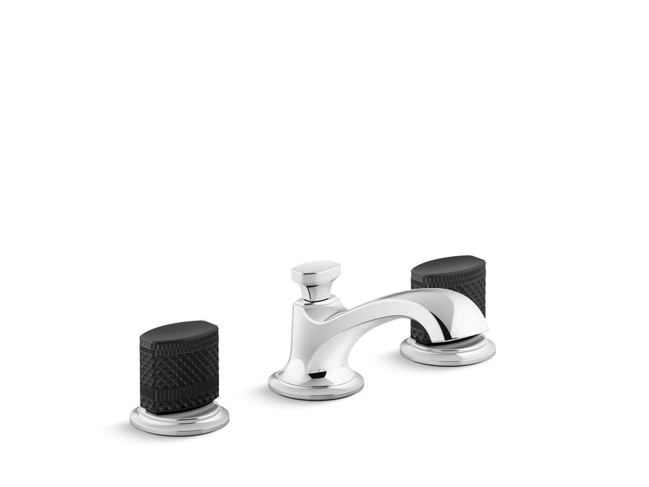 Kallista P25056-CMB-CP Script Sink Faucet, Low Spout, Matte Black Porcelain Knob Handles