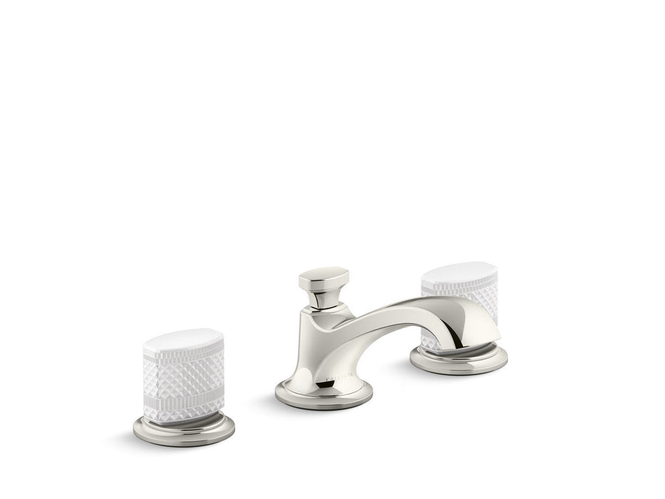 Kallista P25056-CMC-CP Script Sink Faucet, Low Spout, White Porcelain Knob Handles