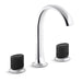 Kallista P25057-CMB-CP Script Sink Faucet, Arch Spout, Matte Black Porcelain Knob Handles