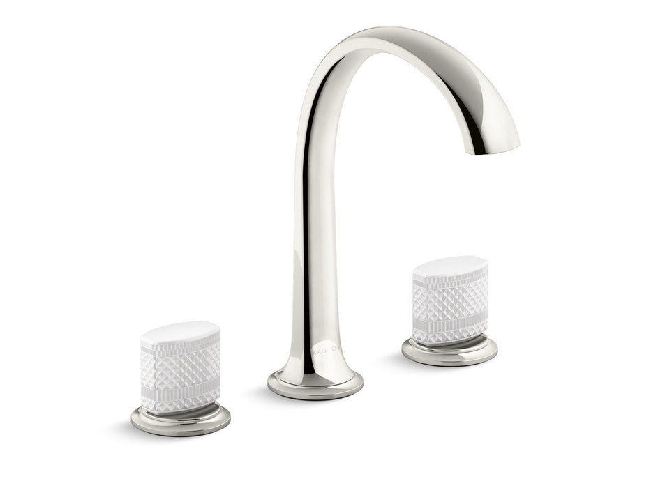 Kallista P25057-CMC-CP Script Sink Faucet, Arch Spout, White Porcelain Knob Handles