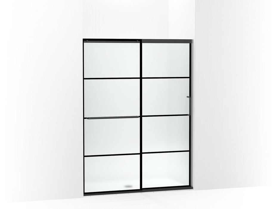 KOHLER K-707607-6G80 Elate Sliding shower door, 70-1/2" H x 50-1/4 - 53-5/8" W, with 1/4" thick Frosted glass with rectangular grille pattern