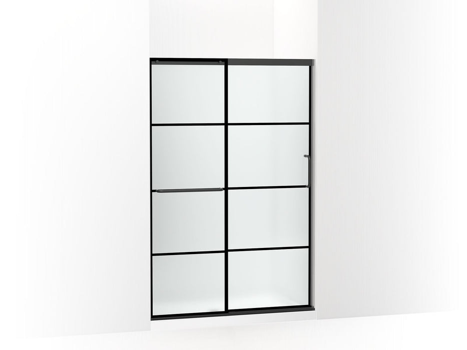 KOHLER K-707606-6G80 Elate Sliding shower door, 70-1/2" H x 44-1/4 - 47-5/8" W, with 1/4" thick Frosted glass with rectangular grille pattern